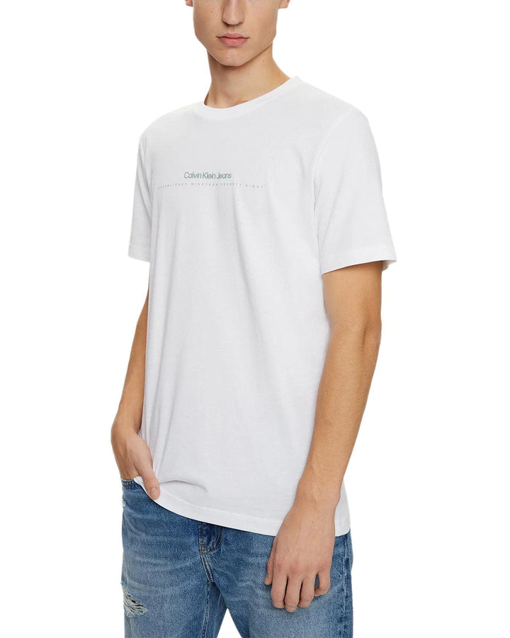 CALVIN KLEIN MENS MINIMAL LOGO T-SHIRT WHITE-Designer Outlet Sales