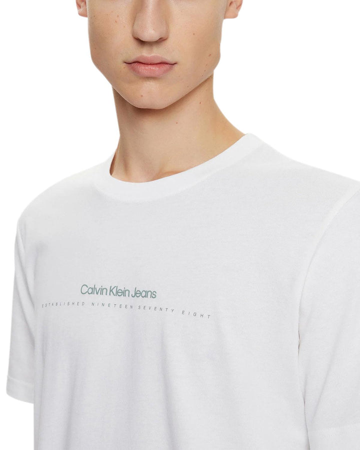 CALVIN KLEIN MENS MINIMAL LOGO T-SHIRT WHITE-Designer Outlet Sales