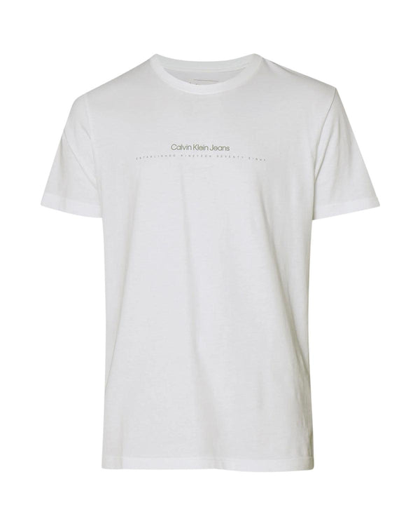 CALVIN KLEIN MENS MINIMAL LOGO T-SHIRT WHITE-Designer Outlet Sales