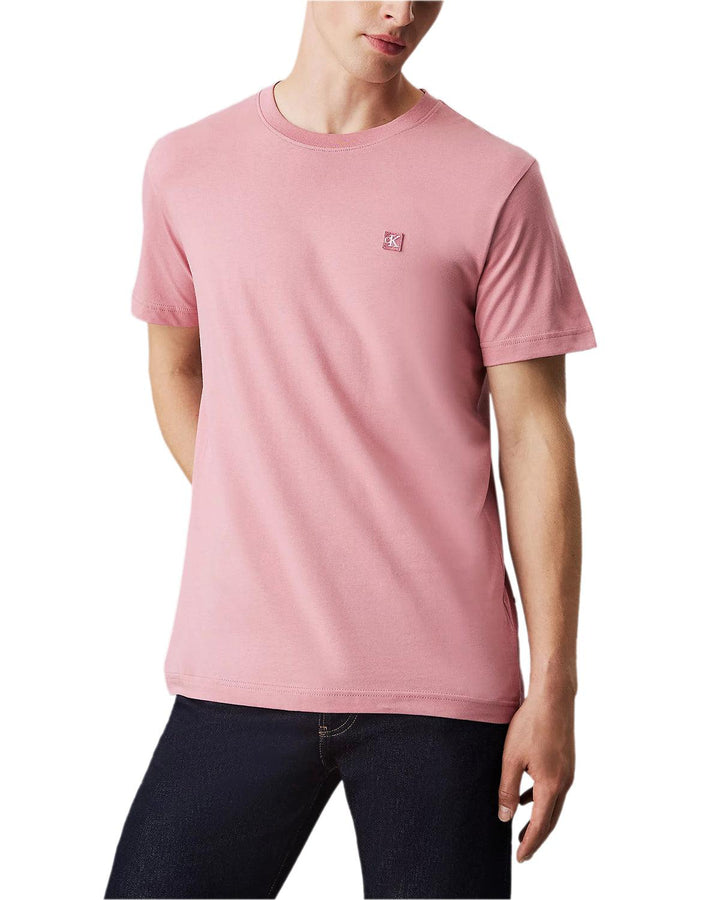 CALVIN KLEIN MENS MONOGRAM BADGE T-SHIRT ROSE DUSK-Designer Outlet Sales