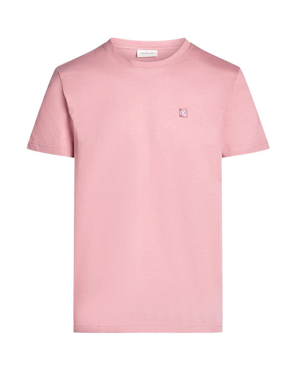 CALVIN KLEIN MENS MONOGRAM BADGE T-SHIRT ROSE DUSK-Designer Outlet Sales