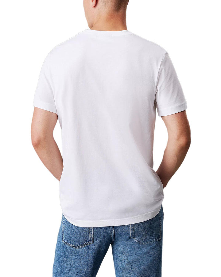 CALVIN KLEIN MENS MONOGRAM BADGE T-SHIRT WHITE-Designer Outlet Sales