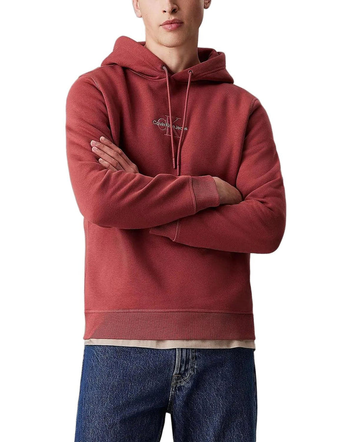 CALVIN KLEIN MENS MONOGRAM HOODIE APPLE BUTTER-Designer Outlet Sales