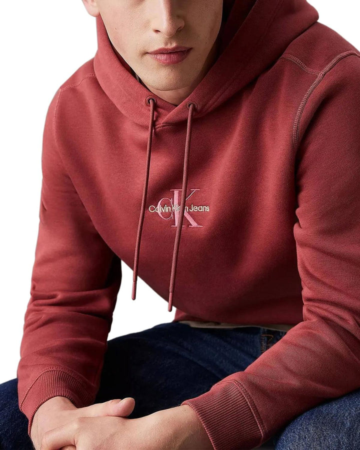 CALVIN KLEIN MENS MONOGRAM HOODIE APPLE BUTTER-Designer Outlet Sales