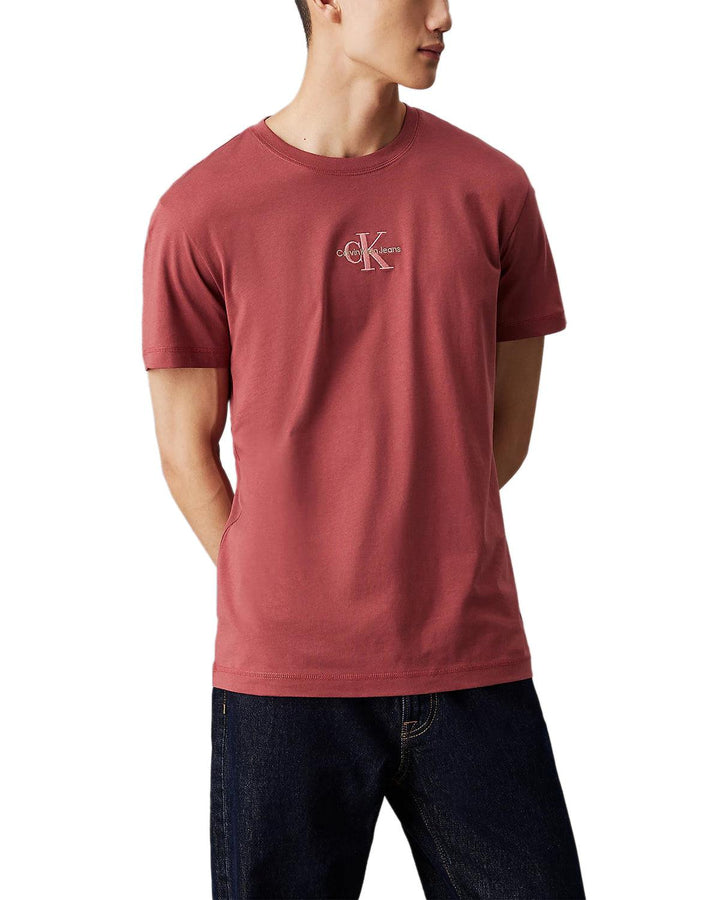 CALVIN KLEIN MENS MONOGRAM T-SHIRT APPLE BUTTER-Designer Outlet Sales