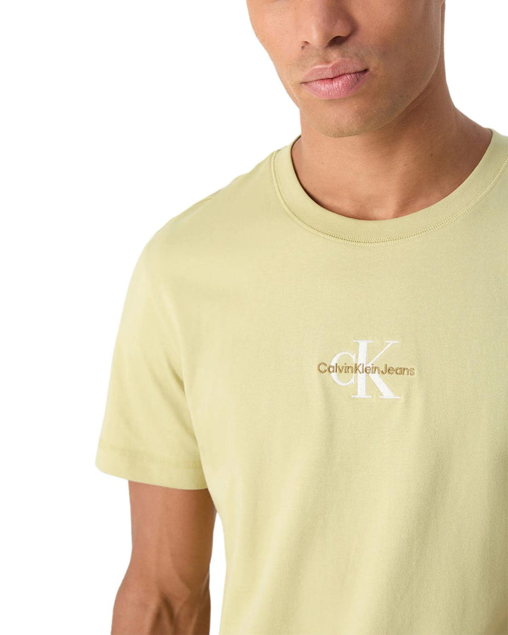 CALVIN KLEIN MENS MONOGRAM T-SHIRT GREEN BANANA-Designer Outlet Sales