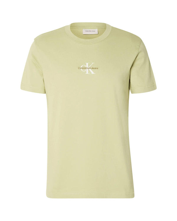 CALVIN KLEIN MENS MONOGRAM T-SHIRT GREEN BANANA-Designer Outlet Sales