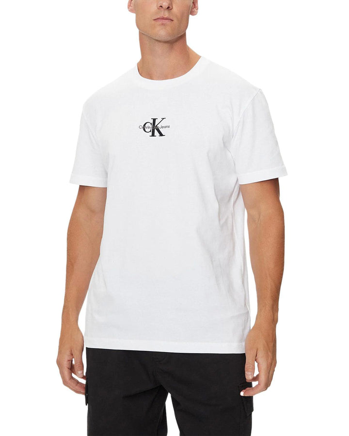 CALVIN KLEIN MENS MONOGRAM T-SHIRT WHITE-Designer Outlet Sales