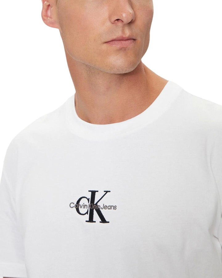 CALVIN KLEIN MENS MONOGRAM T-SHIRT WHITE-Designer Outlet Sales