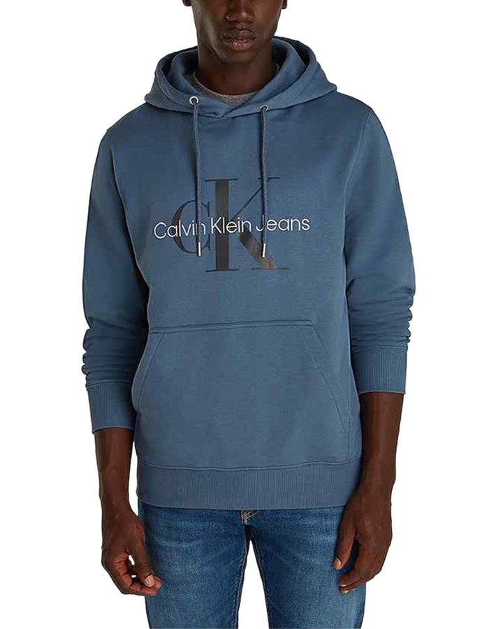 CALVIN KLEIN MENS MONOLOGO HOODIE COAST BLUE-Designer Outlet Sales