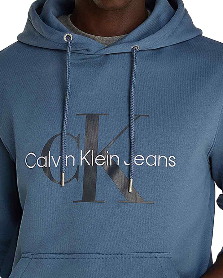 CALVIN KLEIN MENS MONOLOGO HOODIE COAST BLUE-Designer Outlet Sales