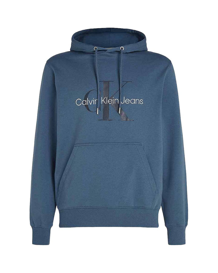 CALVIN KLEIN MENS MONOLOGO HOODIE COAST BLUE-Designer Outlet Sales