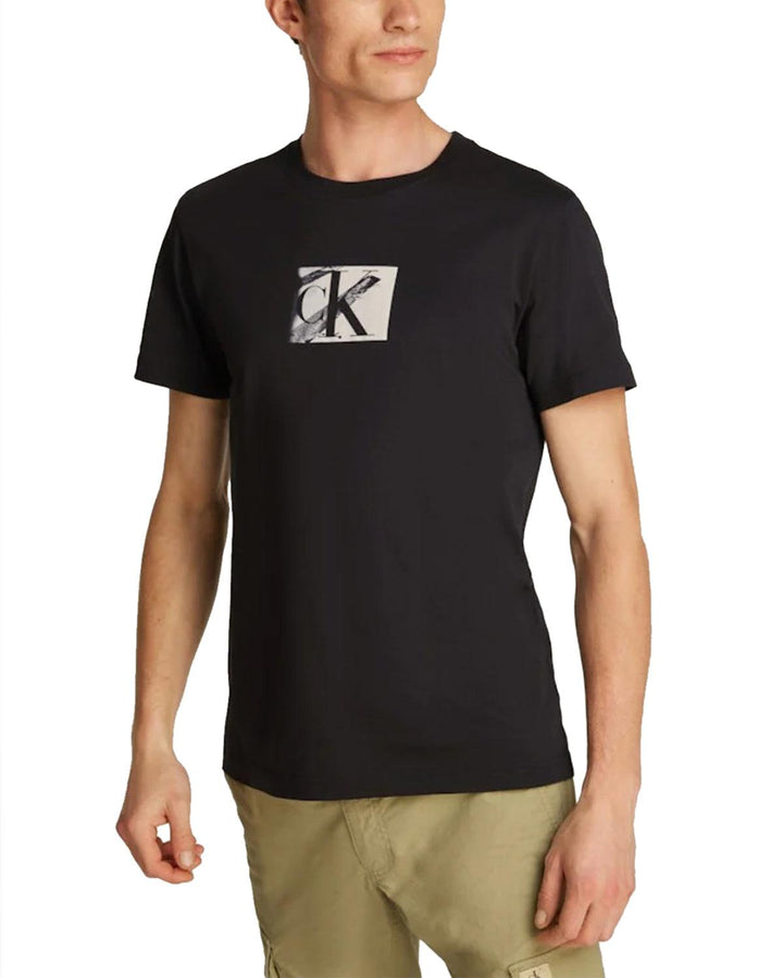 CALVIN KLEIN MENS SMALL BOX T-SHIRT BLACK-Designer Outlet Sales