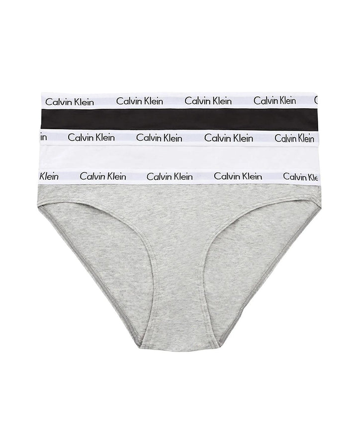 CALVIN KLEIN WOMENS 3 PACK CAROUSEL BIKINI BRIEFS BLACK WHITE GREY-Designer Outlet Sales