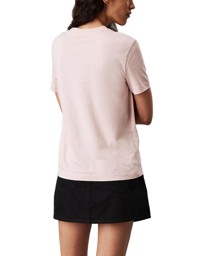 CALVIN KLEIN WOMENS CK EMBROIDERED T-SHIRT PEACH WHIP-Designer Outlet Sales