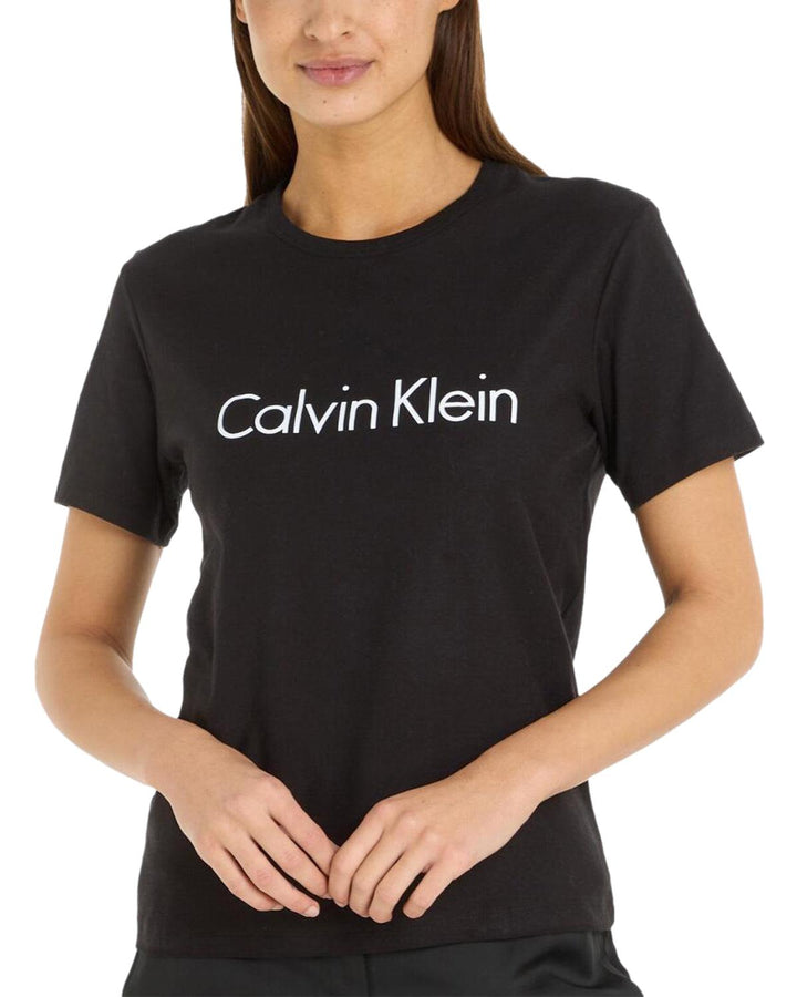 CALVIN KLEIN WOMENS COMFORT COTTON LOGO T-SHIRT BLACK-Designer Outlet Sales