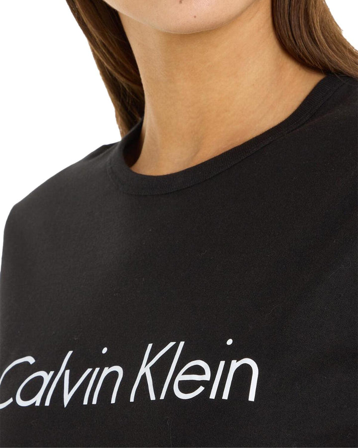 CALVIN KLEIN WOMENS COMFORT COTTON LOGO T-SHIRT BLACK-Designer Outlet Sales