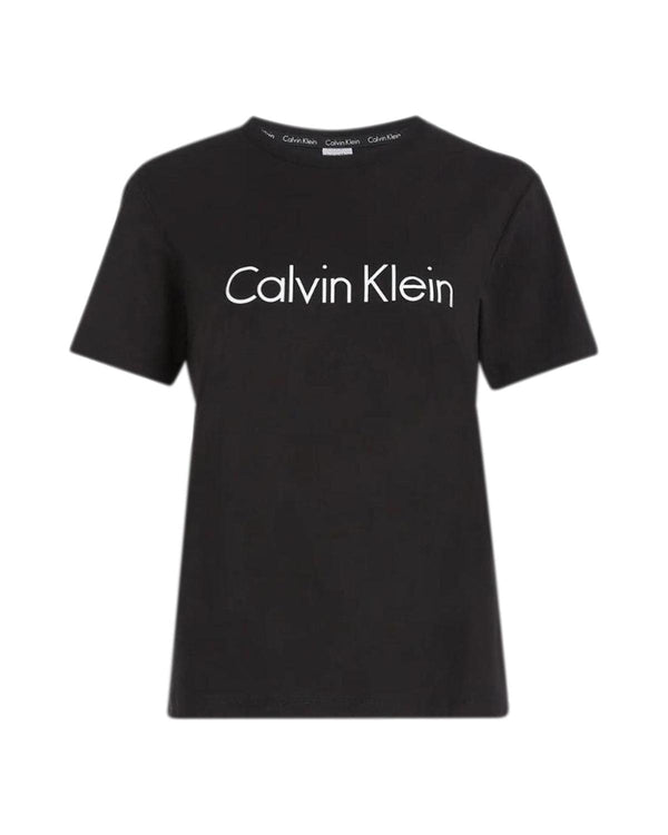 CALVIN KLEIN WOMENS COMFORT COTTON LOGO T-SHIRT BLACK-Designer Outlet Sales