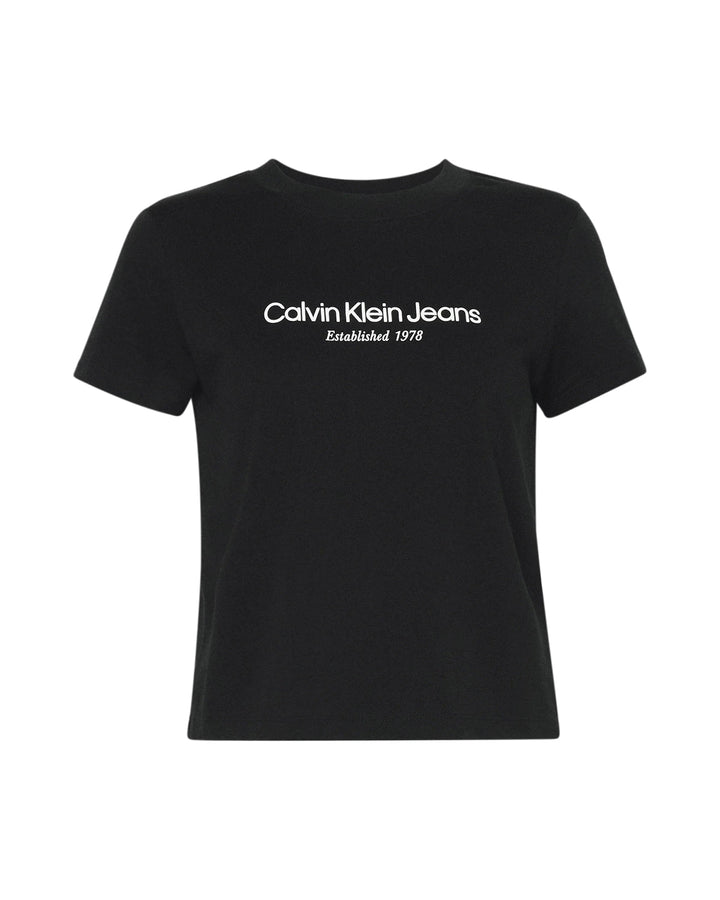 CALVIN KLEIN WOMENS INSTITUTIONAL T-SHIRT BLACK-Designer Outlet Sales