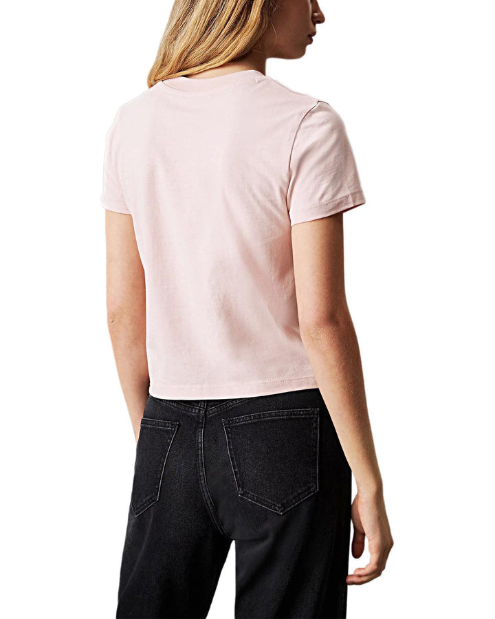 CALVIN KLEIN WOMENS INSTITUTIONAL T-SHIRT PEACH WHIP-Designer Outlet Sales