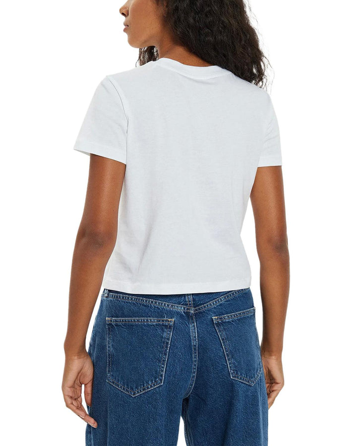 CALVIN KLEIN WOMENS INSTITUTIONAL T-SHIRT WHITE-Designer Outlet Sales