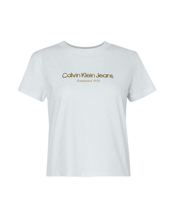 CALVIN KLEIN WOMENS INSTITUTIONAL T-SHIRT WHITE-Designer Outlet Sales