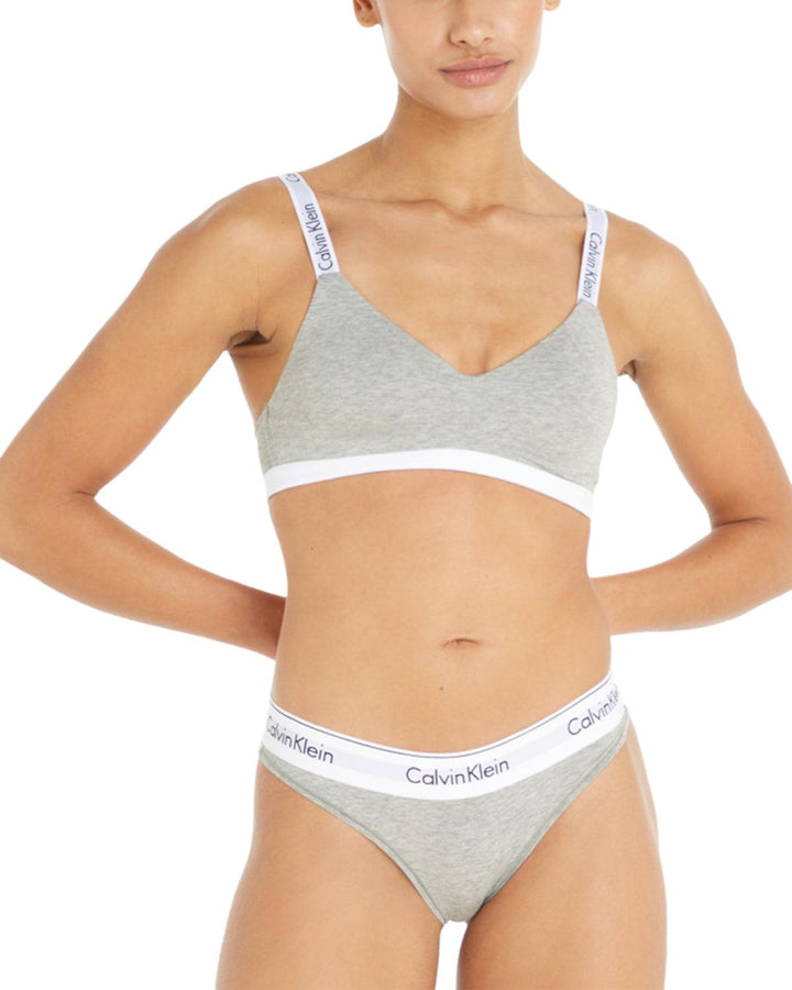 CALVIN KLEIN WOMENS MODERN COTTON BIKINI BRIEFS GREY HEATHER-Designer Outlet Sales