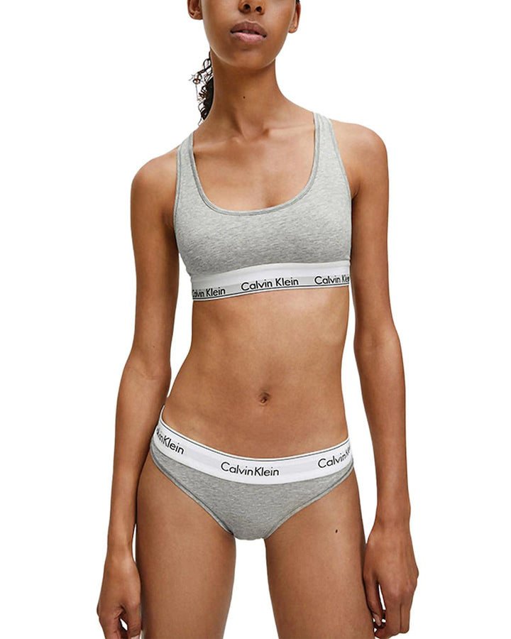 CALVIN KLEIN WOMENS MODERN COTTON BRALETTE GREY HEATHER-Designer Outlet Sales