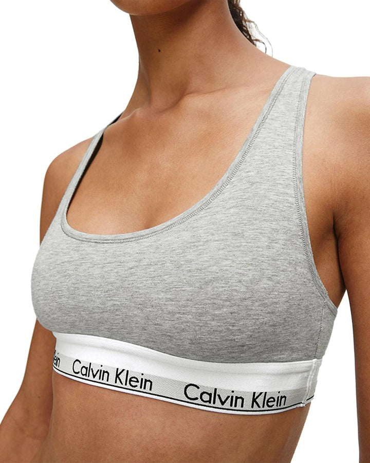 CALVIN KLEIN WOMENS MODERN COTTON BRALETTE GREY HEATHER-Designer Outlet Sales