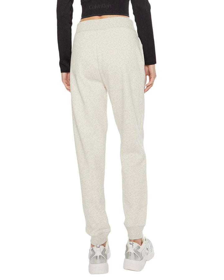 CALVIN KLEIN WOMENS MONOGRAM JOGGERS IVORY GREY HEATHER-Designer Outlet Sales