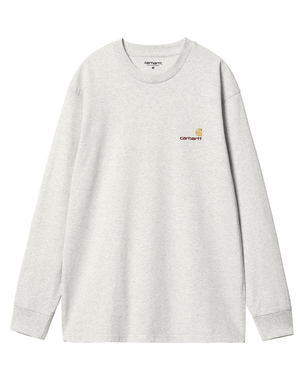 CARHARTT WIP MENS AMERICAN SCRIPT LS T-SHIRT ASH HEATHER-Designer Outlet Sales