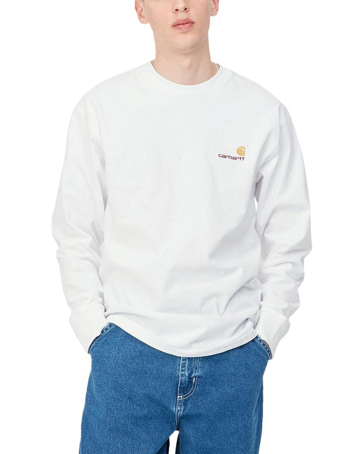 CARHARTT WIP MENS AMERICAN SCRIPT LS T-SHIRT WHITE-Designer Outlet Sales