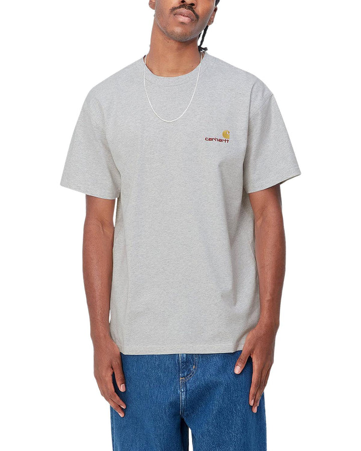 CARHARTT WIP MENS AMERICAN SCRIPT T-SHIRT ASH HEATHER-Designer Outlet Sales