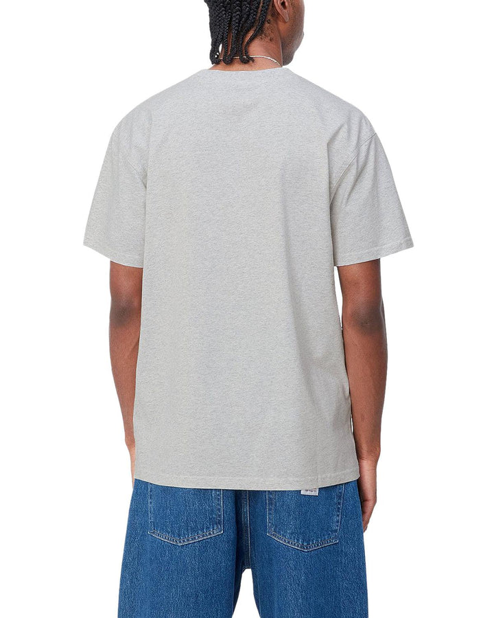 CARHARTT WIP MENS AMERICAN SCRIPT T-SHIRT ASH HEATHER-Designer Outlet Sales