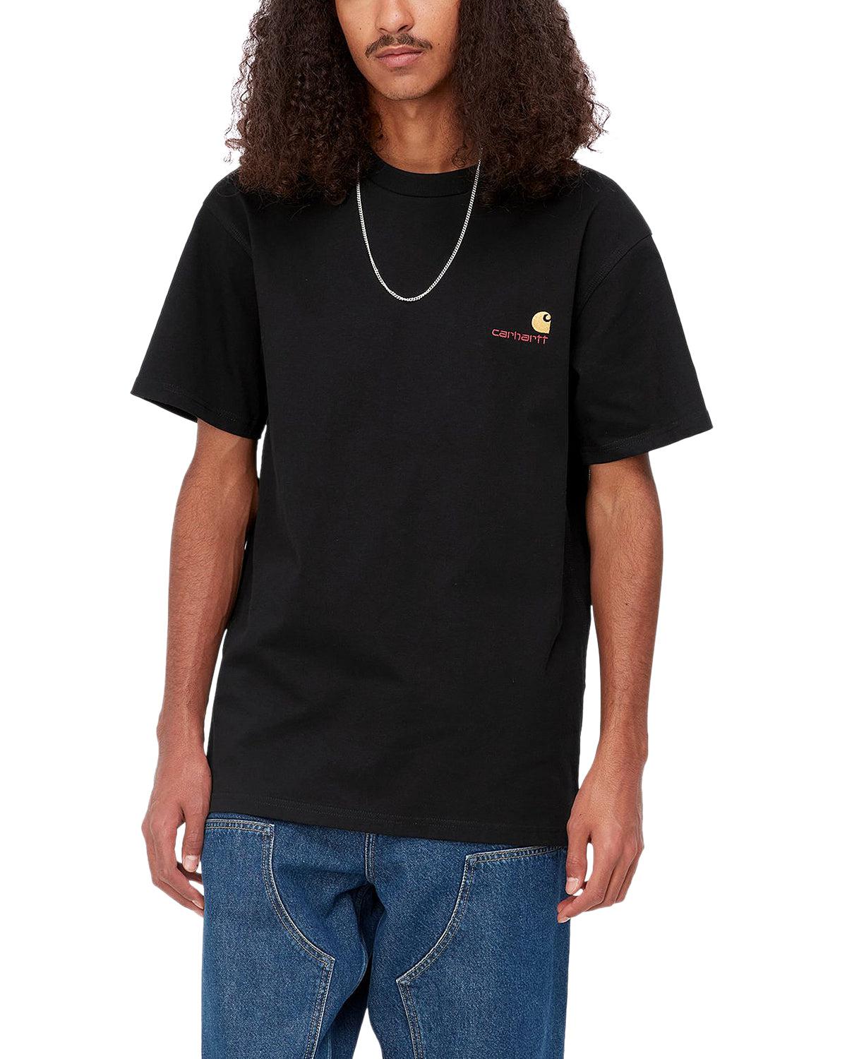 CARHARTT WIP MENS AMERICAN SCRIPT T SHIRT BLACK Designer Outlet Sales