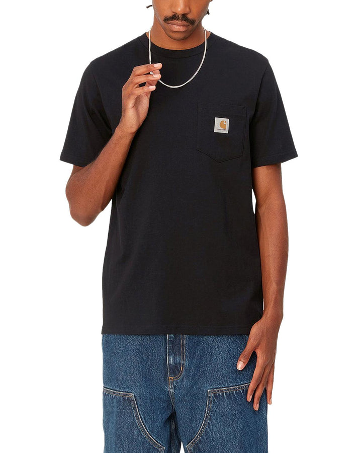 CARHARTT WIP MENS ICON POCKET T-SHIRT BLACK-Designer Outlet Sales