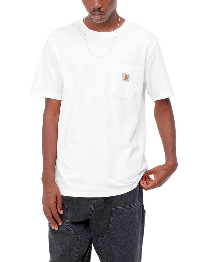 CARHARTT WIP MENS ICON POCKET T-SHIRT WHITE-Designer Outlet Sales