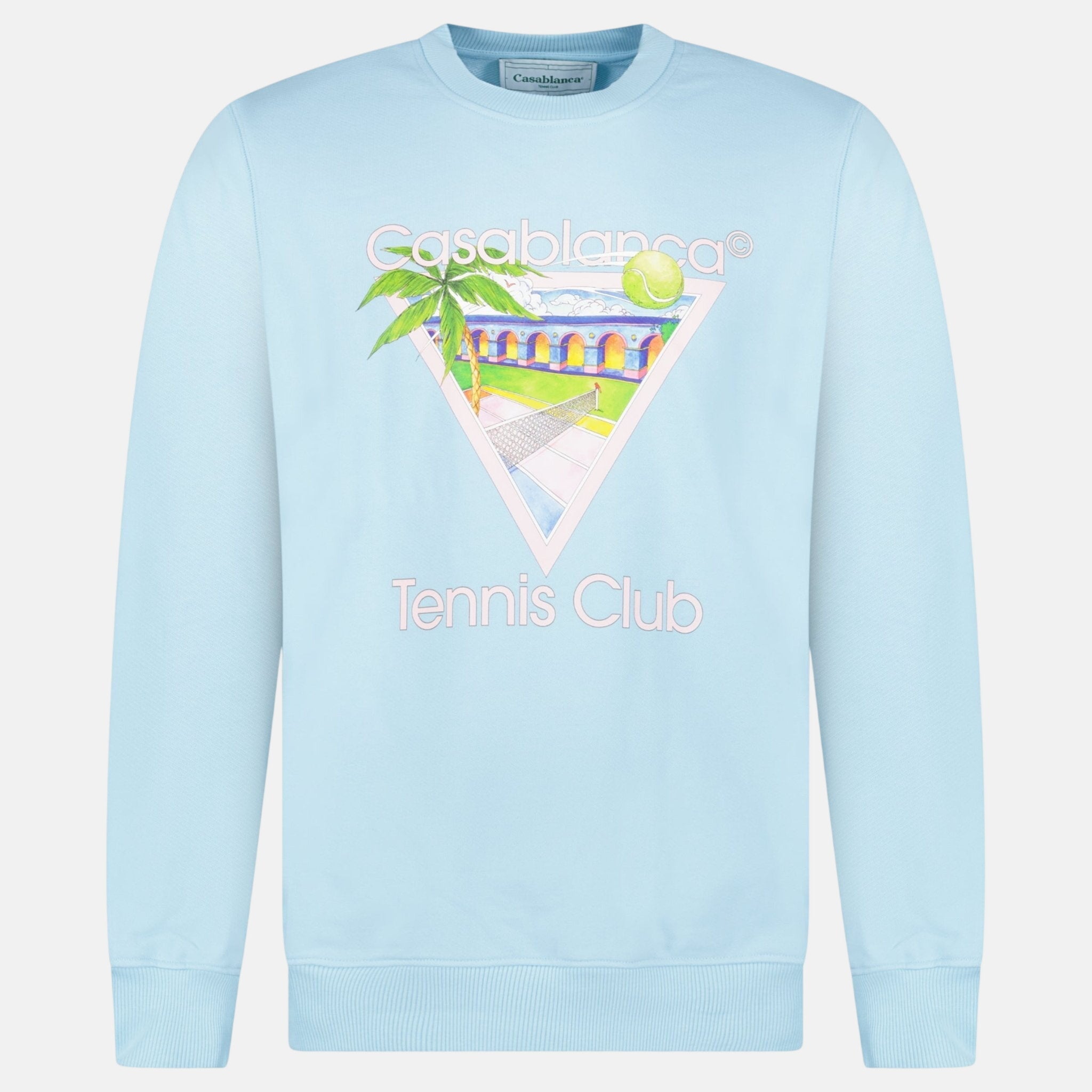 Casablanca ‘Tennis Club’ Graphic Sweatshirt Baby Blue – A60 | Studio DOS by Designer Outlet Sales
