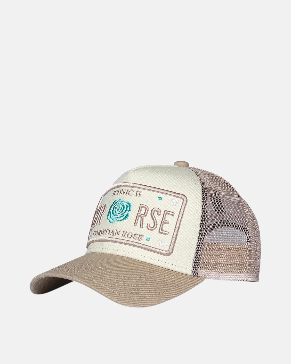 CHRISTIAN ROSE ICONIC II TRUCKER CAP CREAM MOCHA MINT – DESIGNER