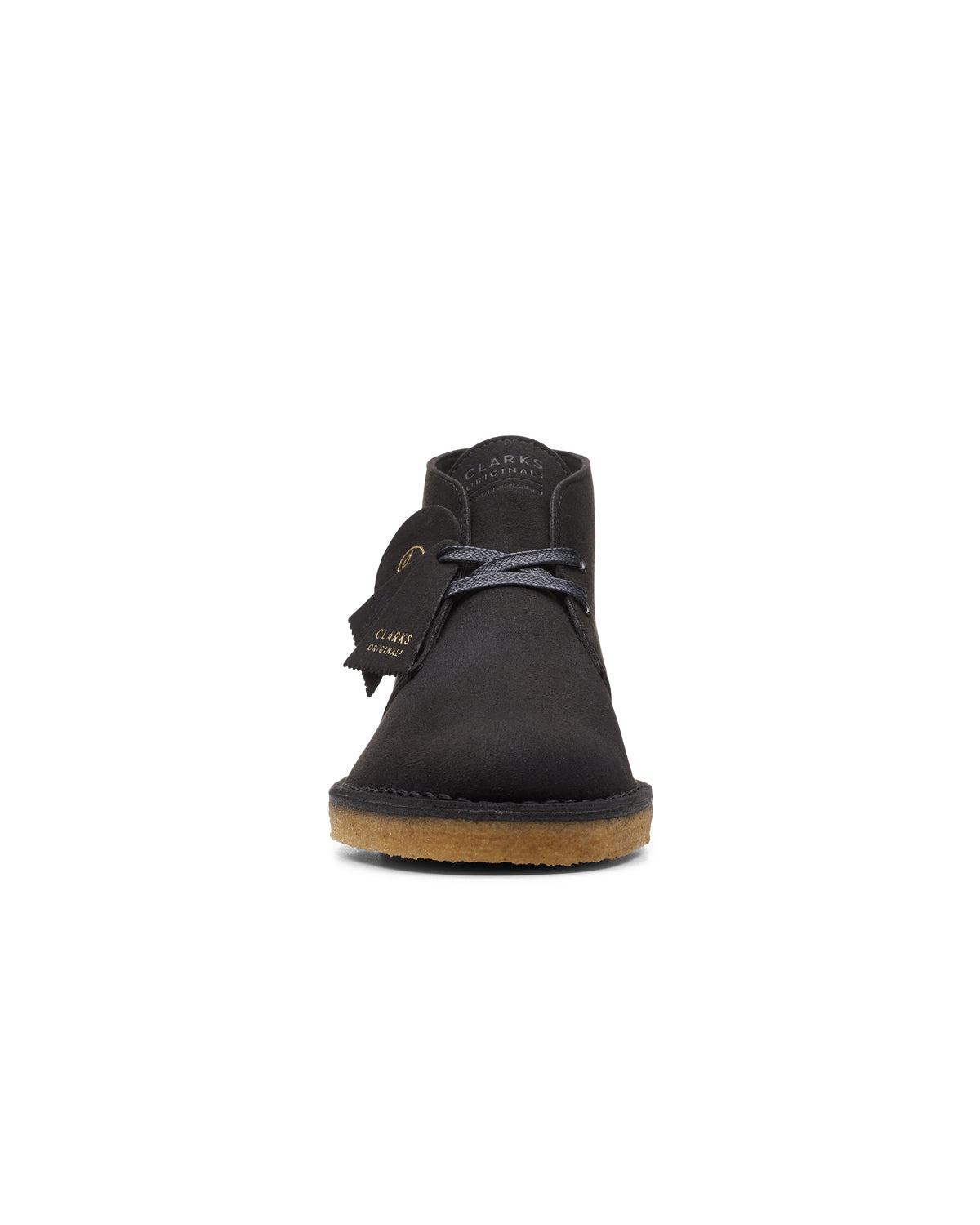 CLARKS ORIGINALS MENS DESERT BOOTS BLACK VEGAN SUEDE – Designer