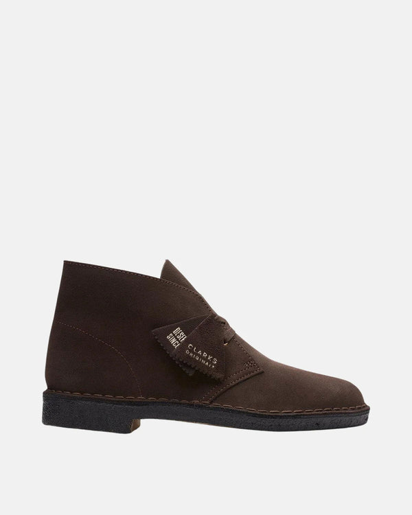 CLARKS ORIGINALS MENS DESERT BOOTS DARK BROWN SUEDE-Designer Outlet Sales