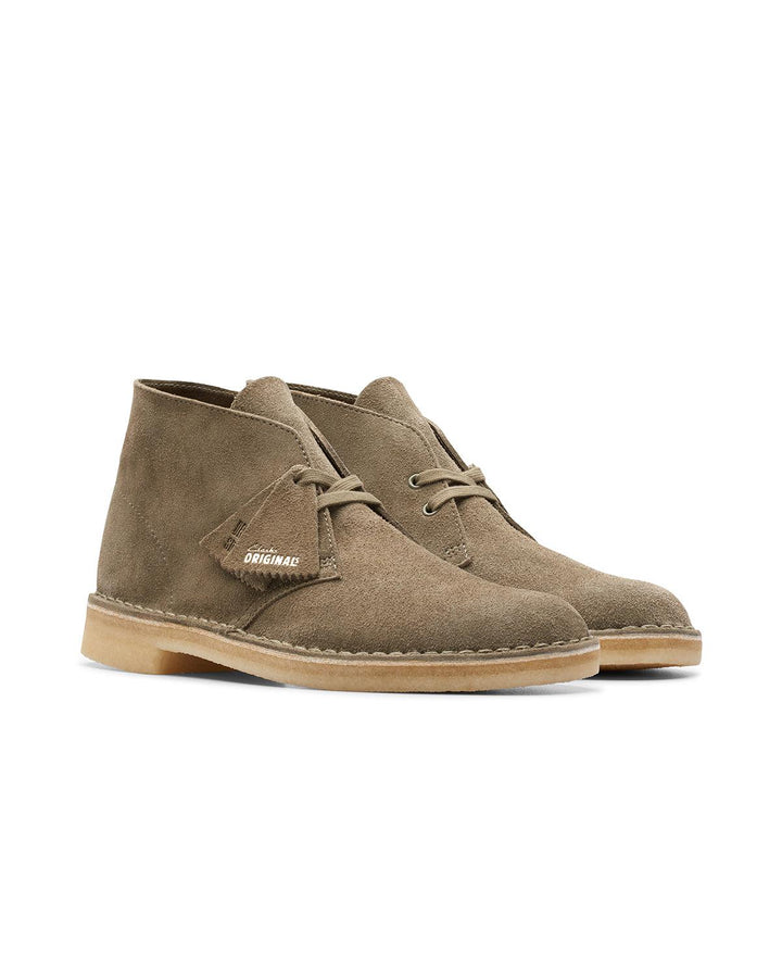 CLARKS ORIGINALS MENS DESERT BOOTS PALE KHAKI SUEDE-Designer Outlet Sales