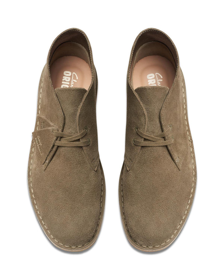 CLARKS ORIGINALS MENS DESERT BOOTS PALE KHAKI SUEDE-Designer Outlet Sales