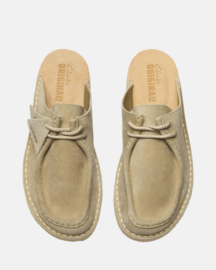 CLARKS ORIGINALS MENS DESERT NOMAD MULES PALE GREY SUEDE-Designer Outlet Sales