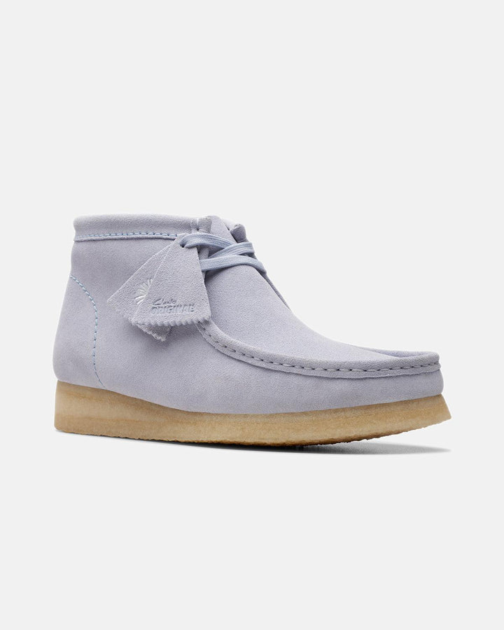 CLARKS ORIGINALS MENS WALLABEE BOOTS CLOUD GREY SUEDE-Designer Outlet Sales