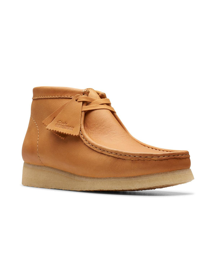 CLARKS ORIGINALS MENS WALLABEE BOOTS MID TAN LEATHER-Designer Outlet Sales