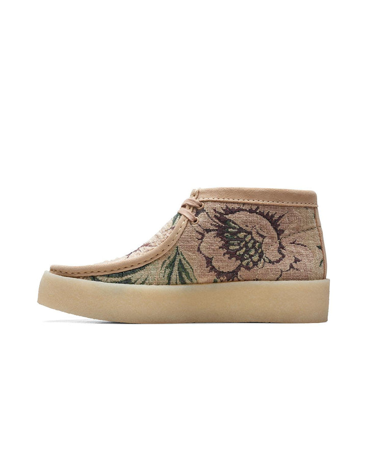 CLARKS ORIGINALS MENS WALLABEE CUP BOOTS TAN FLORAL TXT-Designer Outlet Sales