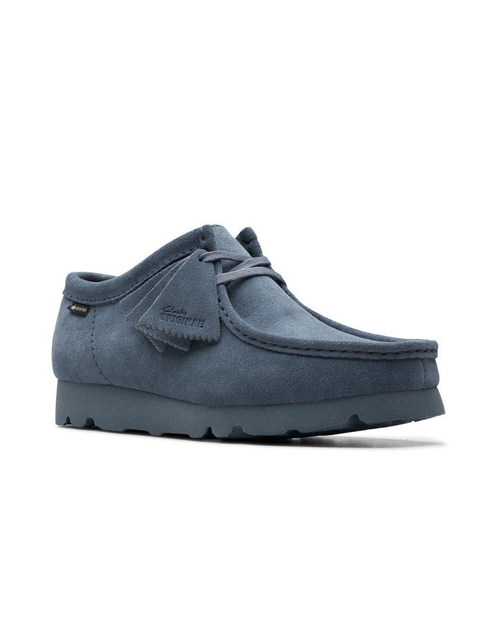 CLARKS ORIGINALS MENS WALLABEE GTX SHOES BLUE GREY SUEDE-Designer Outlet Sales