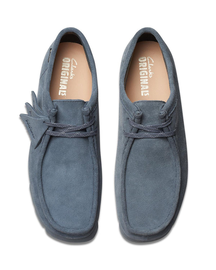 CLARKS ORIGINALS MENS WALLABEE GTX SHOES BLUE GREY SUEDE-Designer Outlet Sales