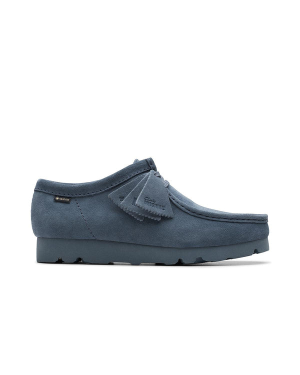 CLARKS ORIGINALS MENS WALLABEE GTX SHOES BLUE GREY SUEDE-Designer Outlet Sales